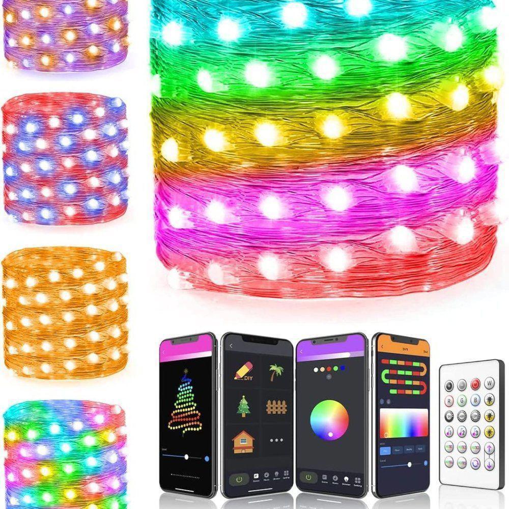 Fairy Lights Bluetooth App Control 20 Preset Music Sync 16ft 2 Sets Included!